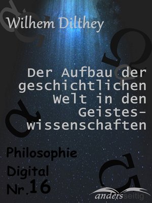 cover image of Der Aufbau der geschichtlichen Welt in den Geisteswissenschaften